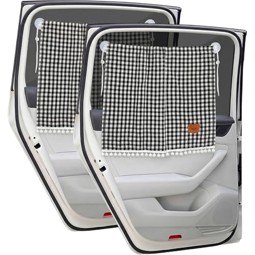 Gilprop 2 Pcs Car Window Shades Suction Cups Double Layer Auto Sun Shade Car Side Window Covers for Family Privacy Protection Breastfeeding Taking a nap Camping 18.5" x 26" (Black) - color: Black