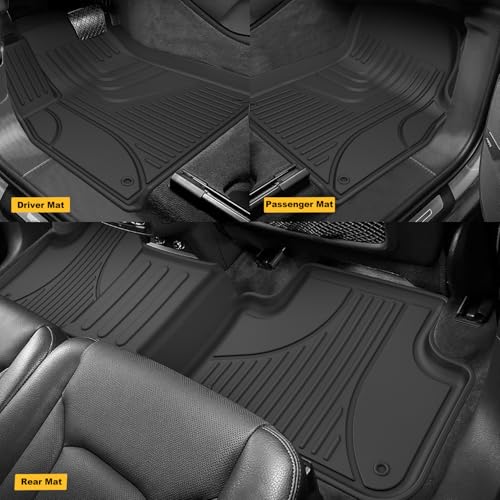 AOMSAZTO Floor Mats & Cargo Liner Fit for 2017-2025 2026 Audi Q7/SQ7 - Custom Fit All Weather TPE Rubber Floor Liners for Audi Q7 1st & 2nd Row & Trunk Mat Full Set Car Mats, Black - style: 5) for Audi Q7 | 2017-2026 | Floor+Cargo Mats