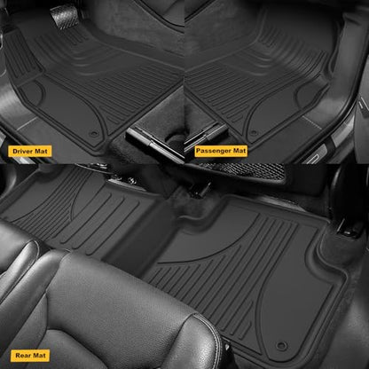 AOMSAZTO Floor Mats & Cargo Liner Fit for 2017-2025 2026 Audi Q7/SQ7 - Custom Fit All Weather TPE Rubber Floor Liners for Audi Q7 1st & 2nd Row & Trunk Mat Full Set Car Mats, Black - style: 5) for Audi Q7 | 2017-2026 | Floor+Cargo Mats