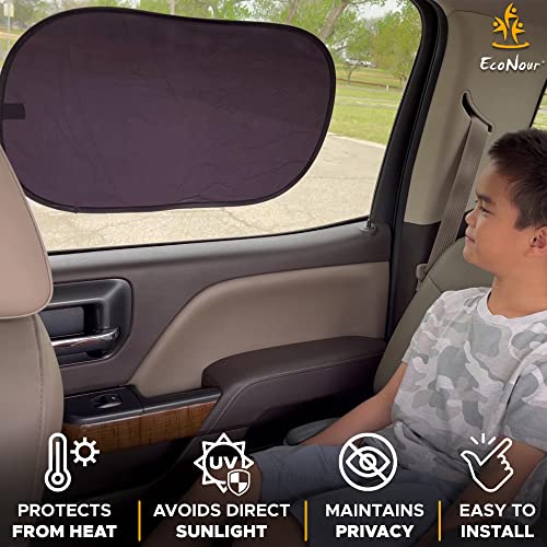 EcoNour Car Side Window Shade for Baby - 2 Pack | Car Window Shade for Sun Glare, Heat and UV Protection | Rear Side Window Sunshade for Privacy Blackout Car Accessories | Medium (20"x12") - size: Medium