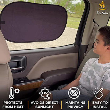 EcoNour Car Side Window Shade for Baby - 2 Pack | Car Window Shade for Sun Glare, Heat and UV Protection | Rear Side Window Sunshade for Privacy Blackout Car Accessories | Medium (20"x12") - size: Medium