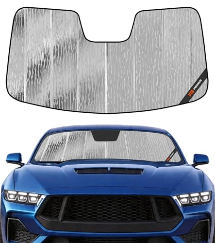Pigenius Windshield Sun Shade for Ford Mustang 2015-2023 with Rearview Mirror Mounted Camera - AstraGuard - color: Silver, size: 2015-2023 With Rearview Mirror Mounted Camera