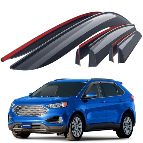 Goodyear Shatterproof Window Deflectors for Ford Edge 2015-2024, Tape-on Rain Guards, Window Visors, Vent Deflector Visor, Car Accessories, 6 pcs. - GY008916 - color: Ford Edge 15-24