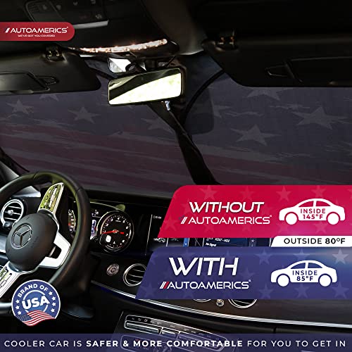Autoamerics 1-Piece Windshield Sun Shade USA Art Flag - 2 American Design - Foldable Car Front Window Sunshade for Most Sedans SUV Truck - Blocks Max UV Rays and Keeps Your Vehicle Cool - Large - color: USA ART FLAG-2, size: LARGE = 64 x 33.5 inches