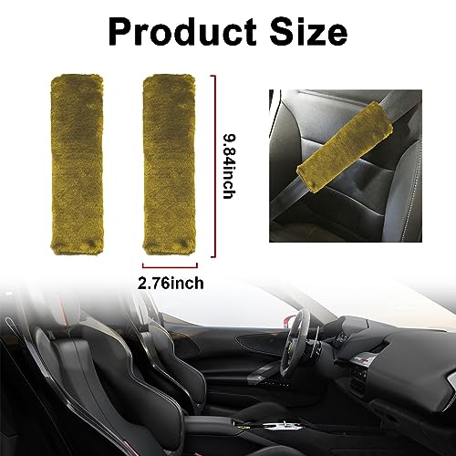 Ziciner 2 Packs Car Seatbelt Covers Shoulder Pad, Universal Soft Faux Sheepskin Shoulder Cover for Comfortable Driving, Fluffy Seat Belt Protector Help to Protect Your Neck and Shoulder (Light Green) - color: Light Green