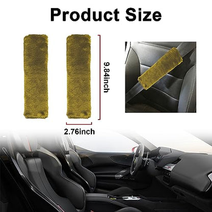 Ziciner 2 Packs Car Seatbelt Covers Shoulder Pad, Universal Soft Faux Sheepskin Shoulder Cover for Comfortable Driving, Fluffy Seat Belt Protector Help to Protect Your Neck and Shoulder (Light Green) - color: Light Green