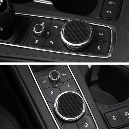 WINKA Center Console Multimedia Knob Button Cover Compatible with Cadillac Escalade XT5 CT5 CT6 XT4 XT6 CT6 Crabon Fiber Media Button Cover Trim Interior Modification Trims for Car Accessories