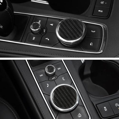 WINKA Center Console Multimedia Knob Button Cover Compatible with Cadillac Escalade XT5 CT5 CT6 XT4 XT6 CT6 Crabon Fiber Media Button Cover Trim Interior Modification Trims for Car Accessories