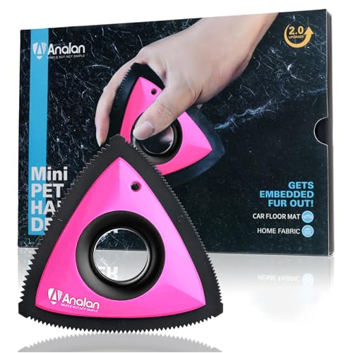 Analan Mini Pet Hair Remover for Car Detailing Supplies, Carpet Dog Hair Remover for Car Interior, Triangle Dog Hair Remover for Auto Detailing, Couch, Furniture, Lint, Carpet (Rose Pink) - color: Rose Pink