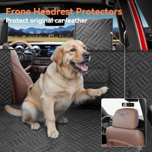 Dog Car Seat Cover for Back Seat- Heavy Duty Waterproof-Hard Bottom Backseat Extender Fits Sedan SUV & Small Truck, Full Coverage for Doors, Rear Seats & Front Headrests - size: SUV Dog Hard Bottom