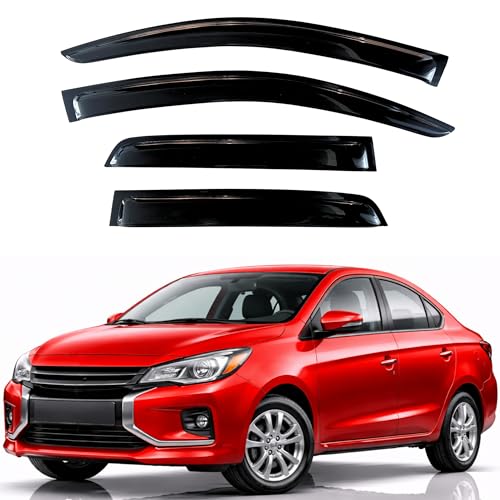 KPY Rain Guards Fit for 2017-2024 Mitsubishi Mirage G4 Sedan, Out-Channel Window Visors Vent Wind Deflectors 4PC, Car Accessories for 17-24 Mirage G4 Sedan (Excludes Hatchback) - size: 2017-2024 Mirage G4 Sedan