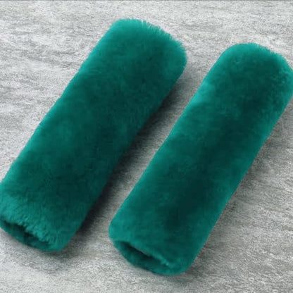 U&M 2 Pack Genuine Sheepskin Auto Seat Belt Cover for Adult Youth Kid Toddlers -Soft Warm Car, Truck, SUV, Camera Backpack Strap Shoulder Pad Wool Fluffy (Alpine Green) - color: Alpine Green