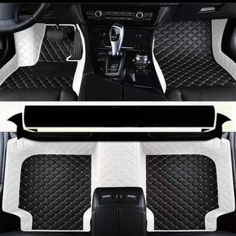 Custom Making Car Floor Mats for 90% Car Model Luxury Leather All Weather Waterproof Anti-Skid Full Coverage Liners (Black and White) - color: black and white