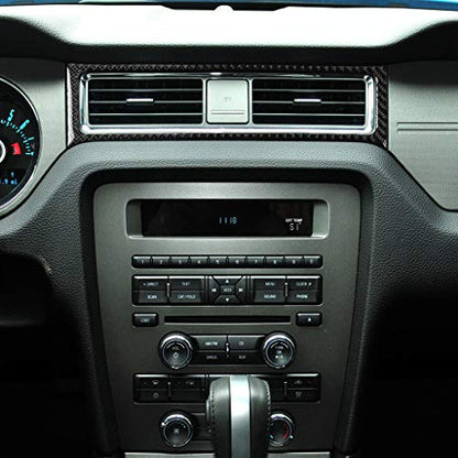 1pc Real Soft Carbon Fiber Car Dashboard Central Air A/C Vent Outlet Side Frame Trim Sticker Compatible with Ford Mustang GT/Shelby 2009 2010 2011 2012 2013 2014 Auto Interior Accessories Black - color: Central Ac Vent