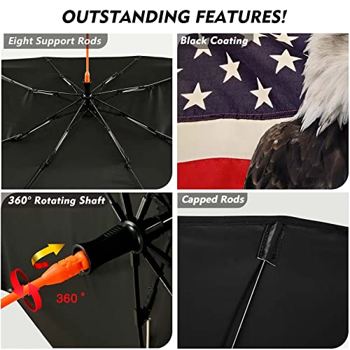 American Eagle Car Windshield Sun Shade - Foldable Umbrella Shade Cover - color: American Eagle