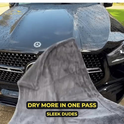 2000GSM Car Drying Towel – Sleek Max Dry 2K (20"x31") Ultra Plush Twist Loop Microfiber for Fast, Streak-Free Drying - color: Black