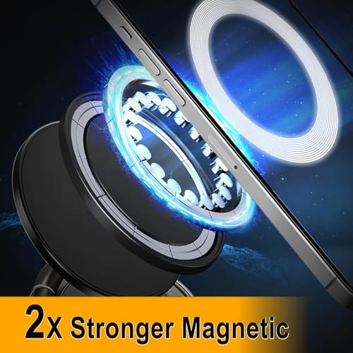 Upgraded Vacuum Magnetic Car Phone Holder for MagSafe, 360° Rotation, 96LBS Ultra Suction Cup Mount for iPhone & Android, Car/Gym/Mirror