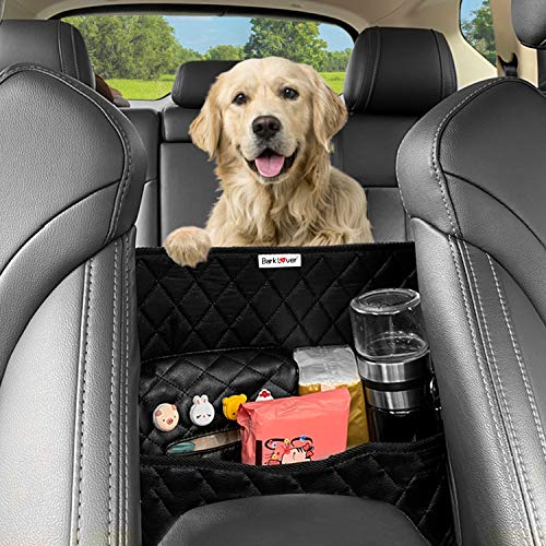 Bark Lover Car Handbag Holder, Seat Back Organizer, Barrier of Backseat Pet Kids, Purse Storage & Pocket, Car Accessories, Handbag Holder - style: Black leather