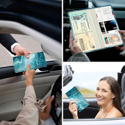 Car Registration and Insurance Holder，Colour Patterns Men Women Car License Document Registration and Insurance Card Holder - color: Blue Ocean