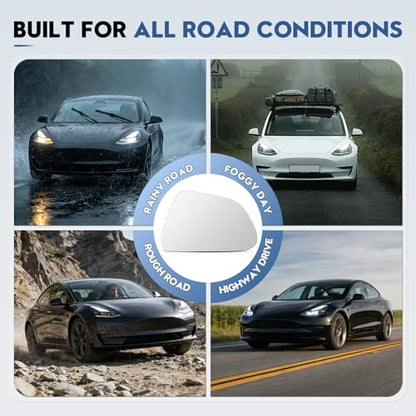 Blind Spot Mirrors for Tesla Model 3 2017-2023, Power Heated Mirrors for Anti-Fog with Passenger Right Side Mirror Replacement, Durable Backing Plate 113065200A 152179400A - size: 17-23 Model 3