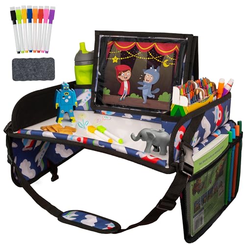 Lusso Gear Kids Travel Tray for Car - Road Trip Essentials for Kids - Car Seat Tray for Toddlers & Kids - Lap Tray for Airplane, Kids Travel Desk, Road Trip Activities (Airplanes) - color: Airplanes