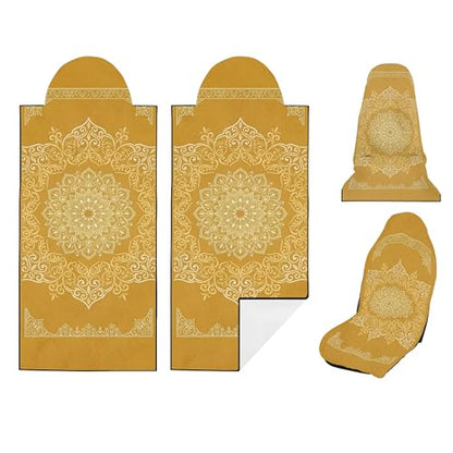 2 Pack Car Seat Towel Covers, Sweat-Proof Microfiber Seat Protectors for Gym, Running, Beach & Workout, Breathable Quick-Dry, Machine Washable, Gold Mandala Print, Universal Fit - color: Gold Mandala