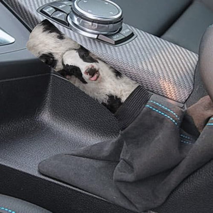 Jeiento Cow Auto Gear Shift Accessories Black White Cow Shift Knob Cover Universal Fit Most Vehicles,Non-Slip Soft Auto Shift Handbreak Protector Covers - color: Cow