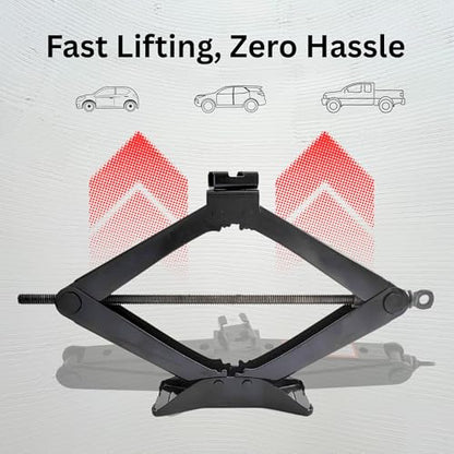 Scissor Car Lift Jack 2 Ton (4409 lbs) for Sedans, MPVs & SUVs, Compact Portable Kit Vehicle Roadside Emergency Tool Tire Change with Ratchet Wrench (2T)