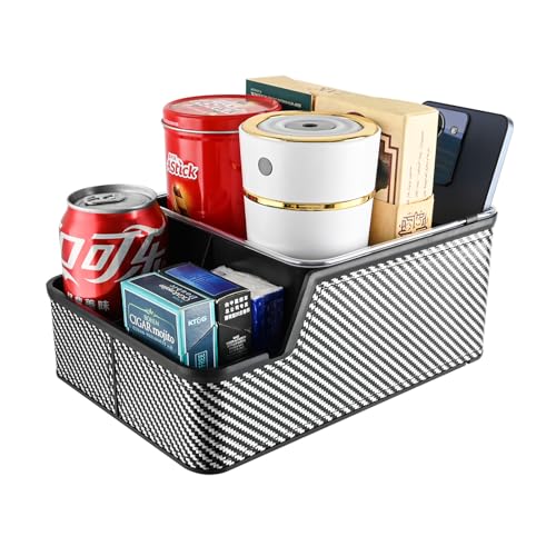 Car Seat Organizer with Compartment,Car Armrest Extra Storage Box Truck Floor Hump Organizer, Front Seat Organizer,Center Console Cup Holder Tray fit for Car SUVS Pickup Truck (Black) - color: Black
