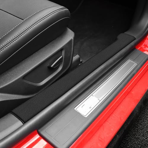 KUNGKIC for Ford Mustang 2024 2025 Car Door Edge Guards Sill Protector Stickers Film Anti-Collision Scuff Plate Cover All Weather Interior Accessories (PU, Imitation Leather) - color: Imitation Leather