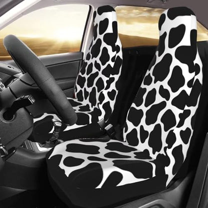 Car Seat Covers for Front Seat Only Black Cow Pattern Car Seat Covers Bucket Seat Covers for Sedan, SUV, Truck, Universal fit Automotive Seat Cover for Sedan, SUV, Truck, Breathable - color: Black Cow