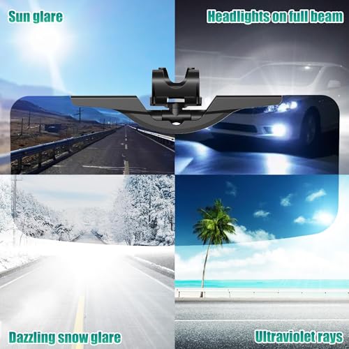 Sun Visor Extender for Car - Universal Adjustable Side Window Sun Blocker UV400, Folding Clip-On Visor Extension, Easy Install & Glare Reduction (Black-2 Pack)