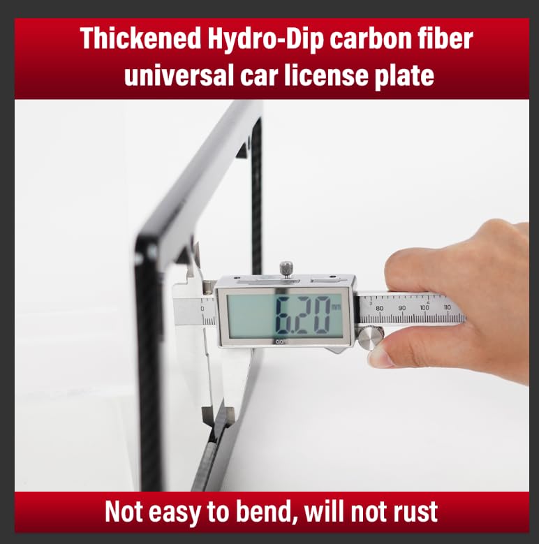 Hydro Dip Thickened Carbon Fiber License Plate Frame - 2 Pack Heavy Duty ABS with Anti-Theft Screws,US Car Tag Holder Cover with Screw Caps(2 Holes)