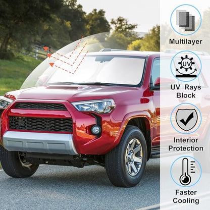 Windshield Sun Shade Fit for Toyota 4Runner 2010-2024 2025 2026 Accessories Foldable Front Window Sunshade Sun Protection Keeps Car Cool - size: Fit Toyota 4Runner 2010-2026