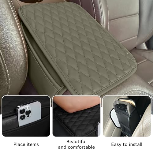 Upgraded Car Middle Center Console Cover with 2 Storage, Universal Microfiber Leather Car Armrest Cover Cushion Universal Vehicle Middle Console Cover, Most Vehicle, SUV, Truck. (Light Beige) - color: Light Beige