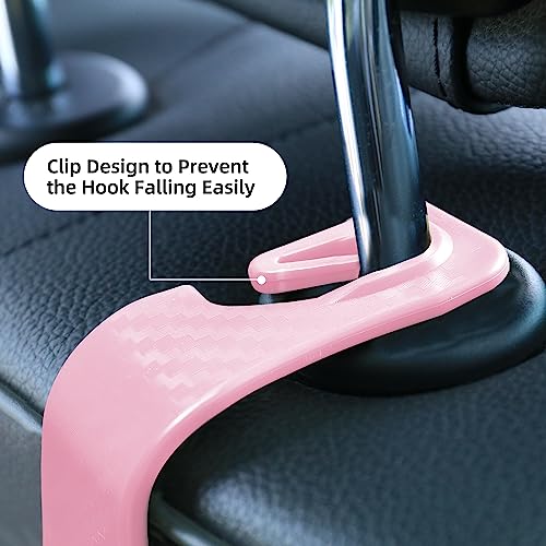 Car Seat Headrest Hooks Vehicle Storage Organizer for Purses Handbags Groceries Coats – Holds 55 lbs 360° Rotating Checkered Pattern Design 4 Pack (Pink Checkered) - color: Pink Checkered