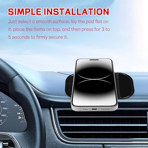 10PCS Car Dashboard Non-Slip Mat, Multifunctional Anti-Slide Sticky Pad for Auto Dashboard, Anti-Slip Dash Pad for Cell Phone, Radar Detector, Keys, Glasses, GPS, Coins (Black Square+Round) - color: Black Square+Round