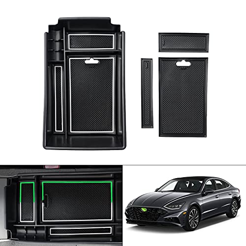 Autorder Center Console Organizer for 2020 2021 2022 2023 Hyundai Sonata Accessories Armrest Storage Box Secondary Insert Tray with 2 Color Mats - size: 2020-2023 Hyundai Sonata