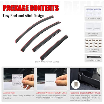 IKON MOTORSPORTS in Channel Window Visors Compatible with 2013-2019 Ford Escape, Slim Style Acrylic Smoke Rain Guards, Side Window Wind Deflectors 4PCS
