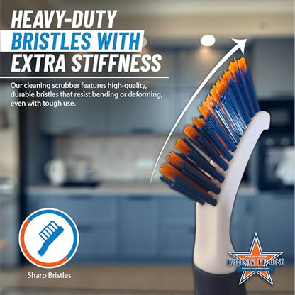 Bring It On Grout Cleaning Brush – Crevice Cleaning Brush with Stiff Nylon Bristles – Heavy-Duty Grout and Tile Cleaner Brush – Scrubbing Brush for Corners, Bathroom, Kitchen, Crevice Gaps - style: Single Brush