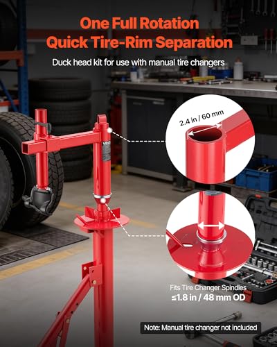 VEVOR Manual Tire Changer Duck Head Kit with Silver Cone, Fit for 16"-21" Wheels, Heavy Duty Manual Tire Changer Duck Head Adapter Kit, Mounting and Demounting Tool for Most Cars, SUVs, Trucks, ATVs - style: Duck Head