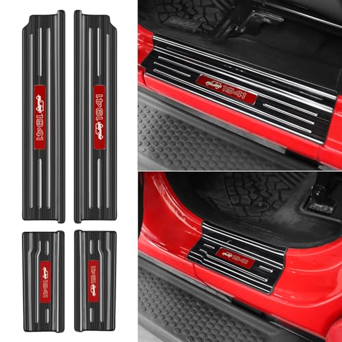 Upgraded Door Sill Guards Compatible with Jeep Wrangler JL JLU 2018-2025 2026 & Gladiator JT 2020-2025 2026 Accessories Stainless Steel Door Entry Guard (4-Door Brushed Black) - size: 4-Door Brushed Black