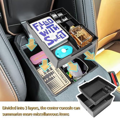 2PCS Center Console Organizer Compatible with Ford Maverick 2022 2023 2024 2025 2026 Accessories, Storage Box Insert Tray Set for Maverick XL XLT Lariat Pickup Truck (Upper and Lower)