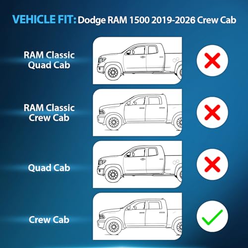 Nilight in Channel Rain Guards for Dodge RAM 1500 2019-2026 Crew Cab Side Window Vent Visors for Rainy Weather, Highway Driving, Sun Glare & Wind Noise Reduction-4pcs - size: RAM 1500 2019-2026 Crew Cab