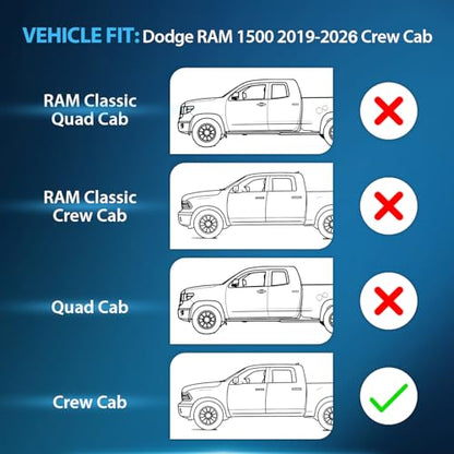 Nilight in Channel Rain Guards for Dodge RAM 1500 2019-2026 Crew Cab Side Window Vent Visors for Rainy Weather, Highway Driving, Sun Glare & Wind Noise Reduction-4pcs - size: RAM 1500 2019-2026 Crew Cab