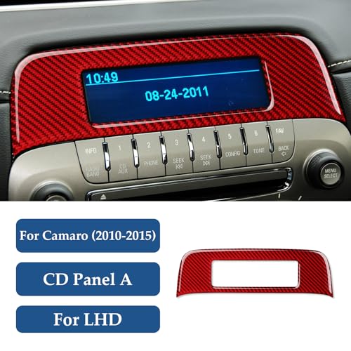 Car Central Console CD Panel Sticker Carbon Fiber Decal Interior Trim for Chevrolet Camaro 2010 2011 2012 2013 2014 2015 Accessories - color: Central Console CD Panel