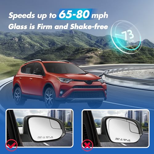 SNEMEEY Compatible with Toyota RAV4 Passenger Side Mirror Glass 2016 2017 2018 - Right Side Replacement View Mirror, Heated Chrome Convex Mirror with Backing Plate and Rear Holder - color: Passenger Side（RH）