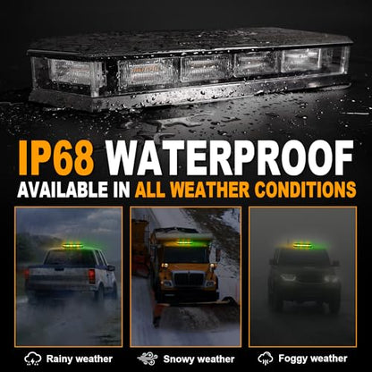 ASPL 16.5 Inch Roof Top Beacon Emergency Strobe Light with Controller 56 LED Magnetic Warning Caution lights bar Traffic Hazard Plow Light for Trucks Vehicles Construction Snowplow (Amber/Green) - color: Amber/Green
