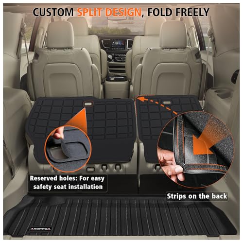 All Weather Car Floor Mats for Chrysler Pacifica 2017-2025 Gas 7 Seater Touring (Non Hybrid & Non Pinnacle)/2020-2025 Chrysler Voyager, Cargo Liner with Backrest Mat for 2025 Pacifica Accessories - size: Floor Mats for Pacifica 2017-2025 Gas