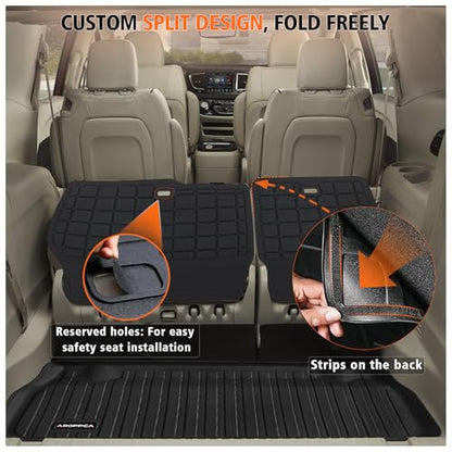 All Weather Car Floor Mats for Chrysler Pacifica 2017-2025 Gas 7 Seater Touring (Non Hybrid & Non Pinnacle)/2020-2025 Chrysler Voyager, Cargo Liner with Backrest Mat for 2025 Pacifica Accessories - size: Floor Mats for Pacifica 2017-2025 Gas